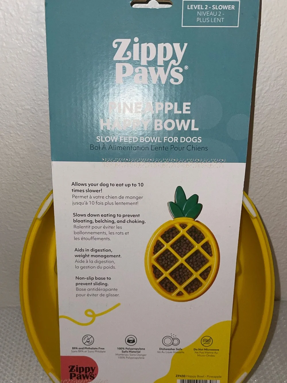 CLOSE OUT SALE - Zippy Paws Pineapple Slow Feed Dog Bowl - NWT
